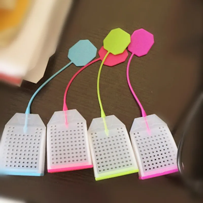 1PCS Hot Selling Bag Style Silicone Tea Strainer Herbal Spice Infuser Filter Diffuser Kitchen Coffee Tea Tools Random color
