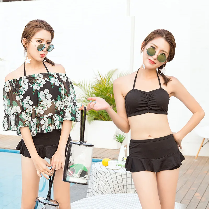 2017 Купальники для малышек женские бикини на косточках Комплект из 3 предметов