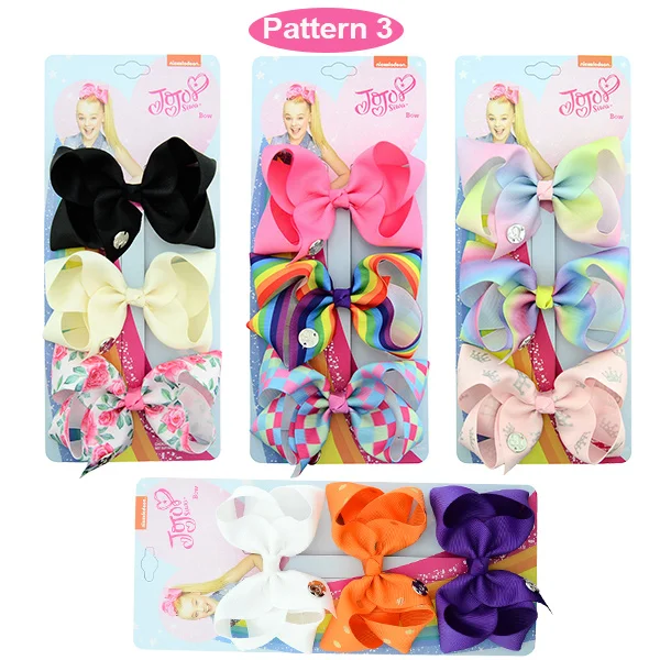 Pattern 3 4 дюйма Средний JOJO Луки Аллигатор зажимы с металлической биркой подарочная карта 4 комплекта/партия Фламинго Единорог русалка лента с принтом JO hairbots - Цвет: Pattern 3