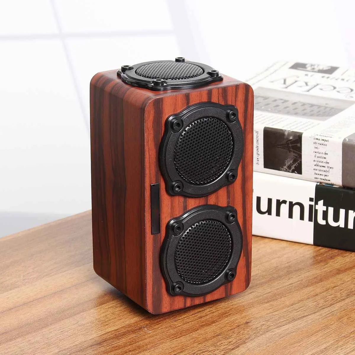 Беспроводной деревянный bluetooth динамик сабвуфер стерео Hi-Fi FM радио портативный наружный сабвуфер музыкальный плеер