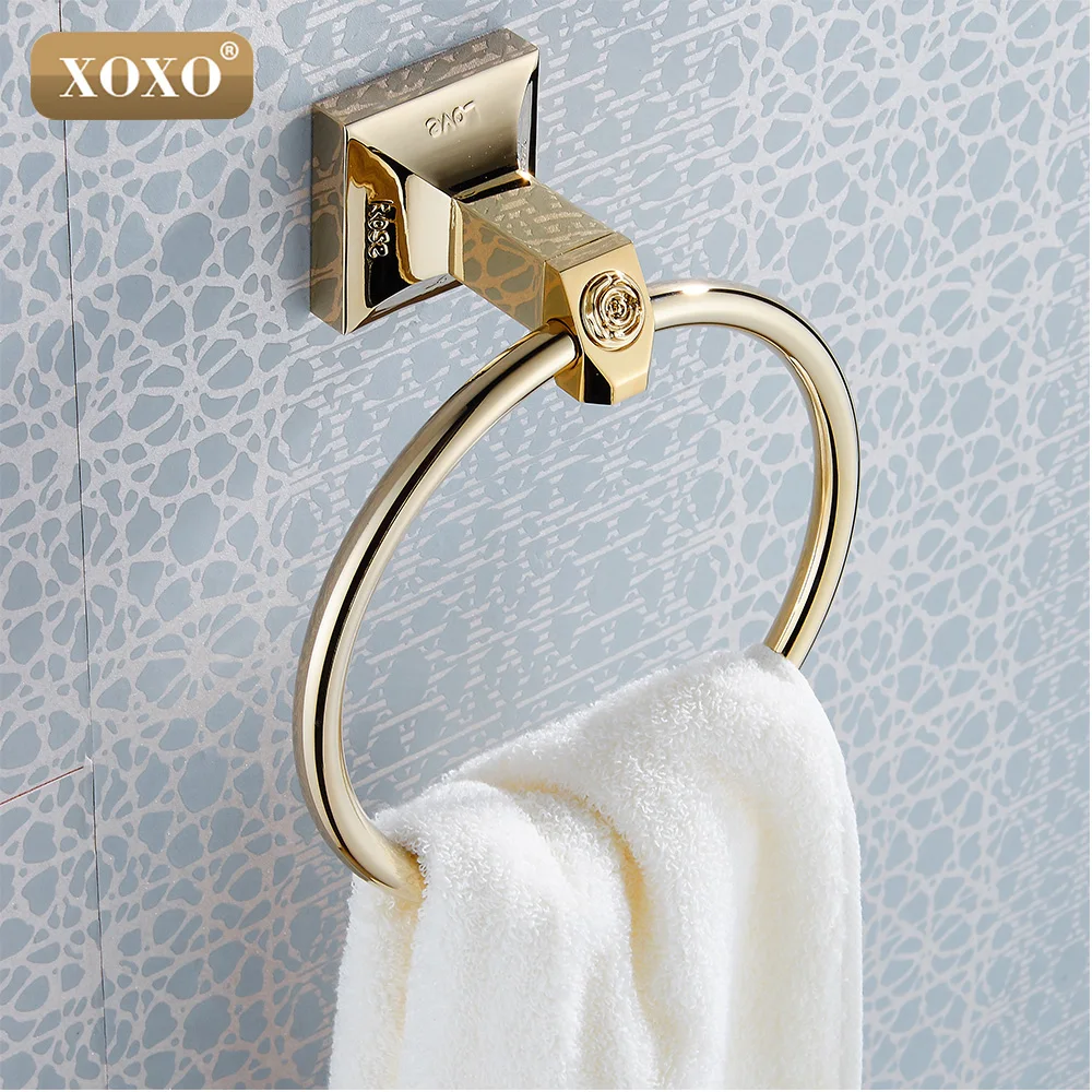 XOXOCarving Золотое Латунное настенное кольцо для полотенец уникальный дизайн Стойка