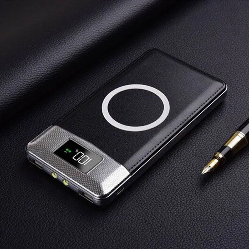 2018 Wireless Power Bank 20000 мАч Dual USB светодиодный ЖК-дисплей дисплей Портативный power bank |