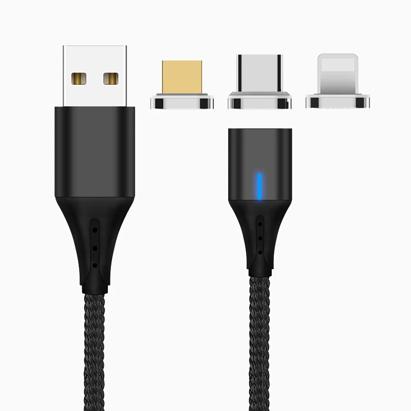 Новинка, Магнитный зарядный кабель для iPhone 5, 6, 7, 8, 6 s, 7 s, 8s Plus, магнитный кабель для передачи данных для huawei Honor 8, 9, 10, светильник, быстрое зарядное устройство, 1 м - Тип штекера: 1 cable and 3 plugs