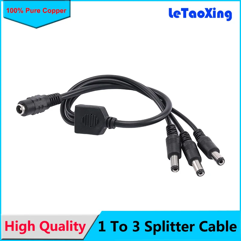 1 шт. адаптер постоянного тока гнездовой к 3 штекерным светодиодным разъемам