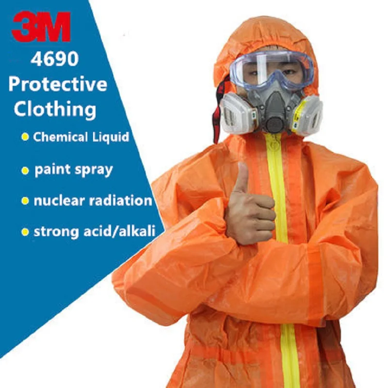 3M 4690 оранжевый защитный комбинезон с сильной кислотой и щелочью, устойчивый к химическому излучению, костюм для биологической защиты