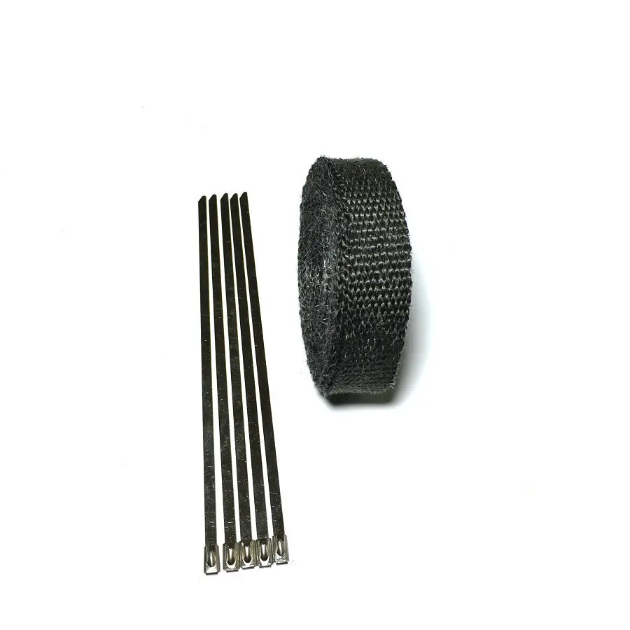 Черная обертка для выхлопных газов 15 м/50 футов x 1 дюйм|exhaust heat shield|exhaust heatpipe wrap |