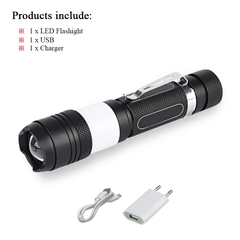 cob flashlight H Кемпинговый светильник-вспышка, красный светильник xml T6, светодиодный светильник-вспышка 18650, usb COB фонарь, светильник-вспышка, водонепроницаемая ручная лампа, светодиодная лампа - Испускаемый цвет: cob flashlight H