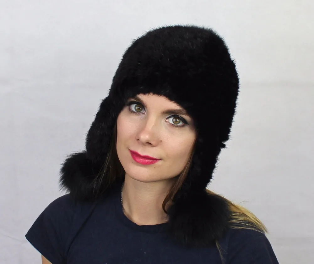 Linhaoshengyue Мода женщин реального норки шляпа с лисой мяч Зимние Теплые cap