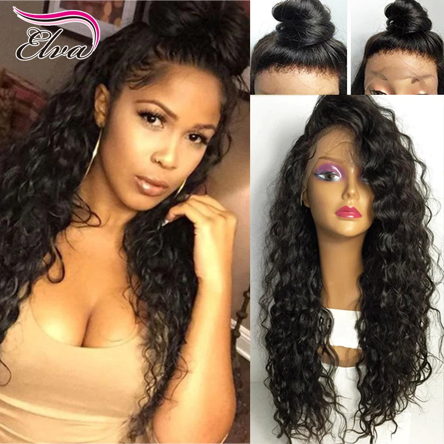 Бразильский Полный Шнурок Человеческих Волос Парики Для Черная Женщина Волна