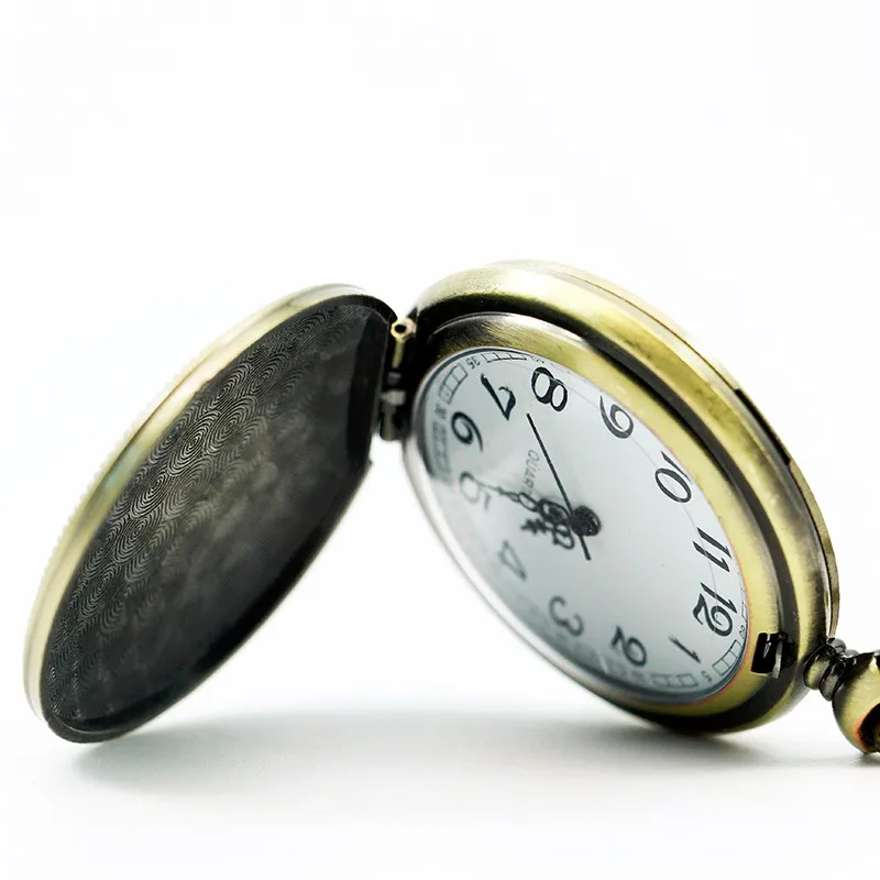 2018 античная бронза Вырезка волк узор кварцевые карманные часы мода подарок с