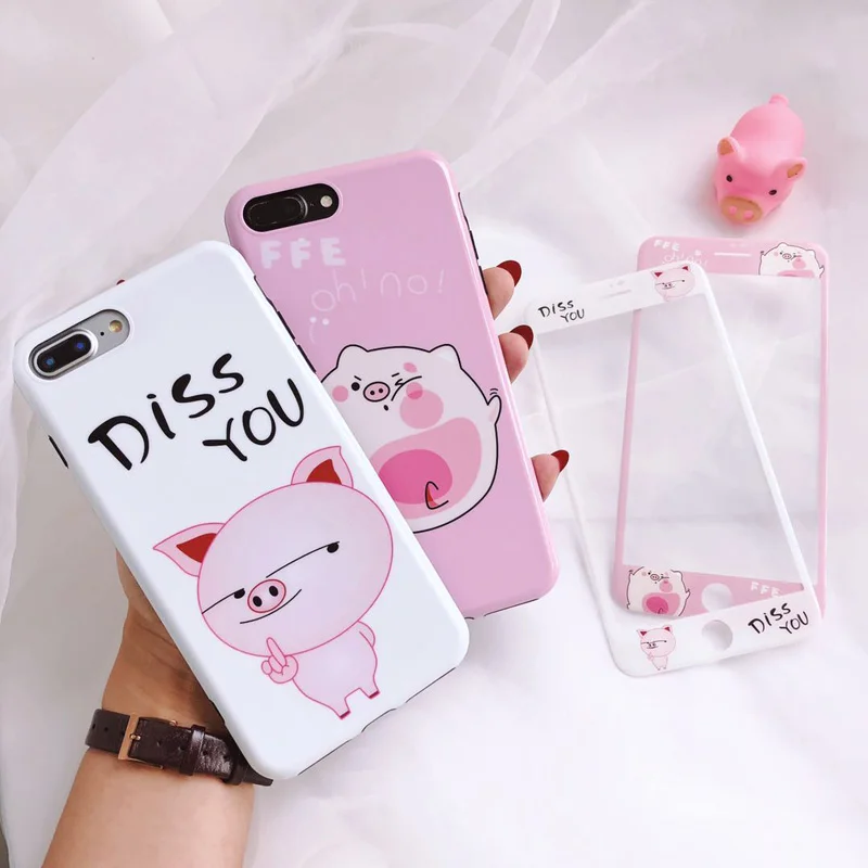 Чехол для iPhone 8 8Plus с милой Свинкой + пленка экрана из закаленного стекла и