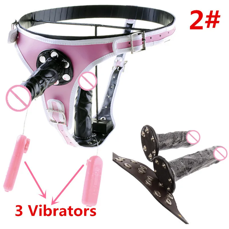 Ремешок для фаллоимитаторов кожаная талия со съемными анальными пробками