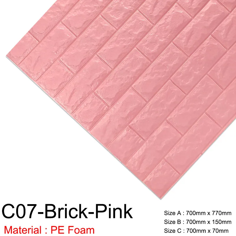 C07-Brick-Pink 3D стикер на стену s мраморная кирпичная кожура и самоклеящаяся настенная бумага водонепроницаемый DIY Кухня Ванная домашняя Наклейка на стену виниловая - Цвет: C07-Brick-Pink