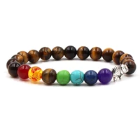 8mm natural stone beads 7 chakra healing balance elephant bracelete feminino yoga reiki prayer bead bracelet for men women