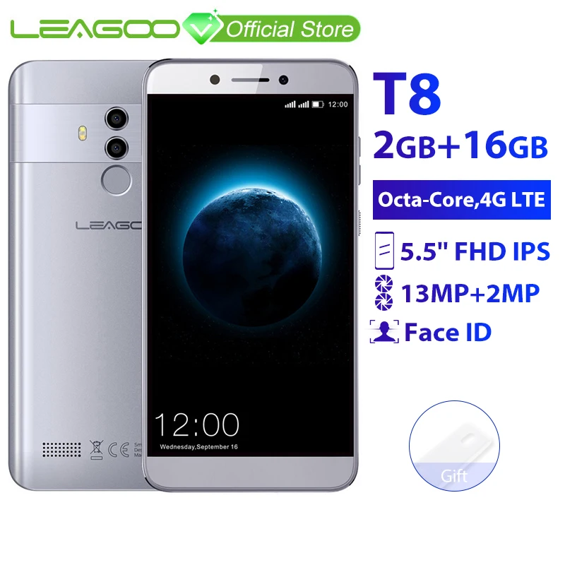 LEAGOO T8 2 Гб 16 мобильный телефон Android 8 1 5 ''incell экран FHD MTK6750T Octa Core Face ID 13MP двойная