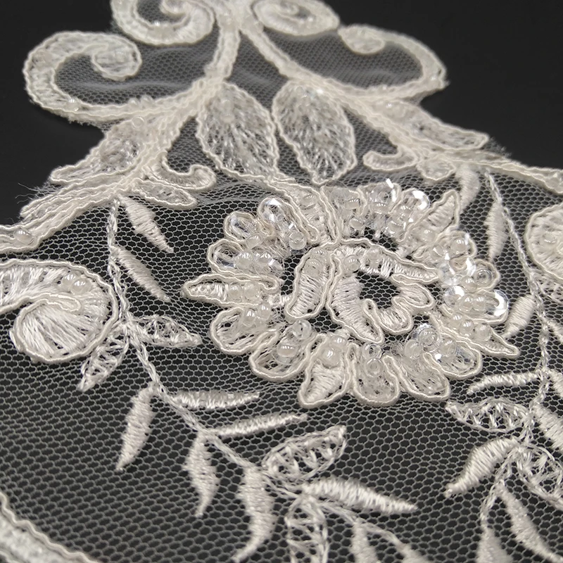 Кружевная аппликация из бисера с блестками 30*13 см|lace trim|flower lace trimembroidered flower trim |