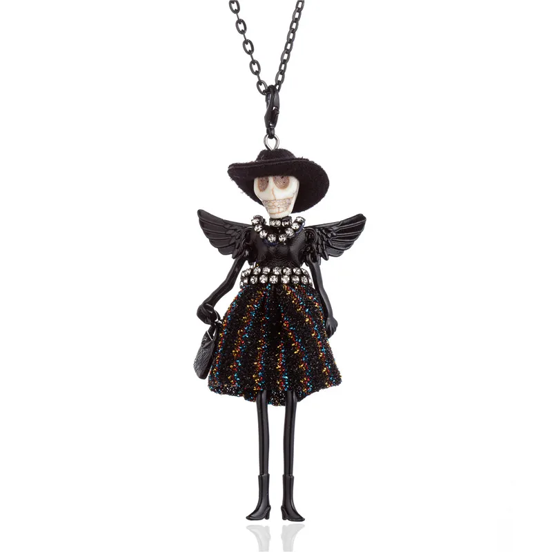 Новинка 2018 кукла HOCOLE с подвеской в виде черепа головы крыла черного цвета длинная