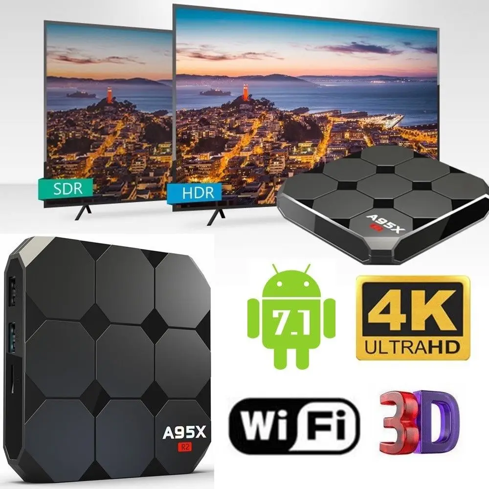 A95X R2 Android 7 1 Smart ТВ Box Amlogic S905W Wi-Fi 1/2 GB Оперативная память 8/16 ГБ Встроенная Декодер