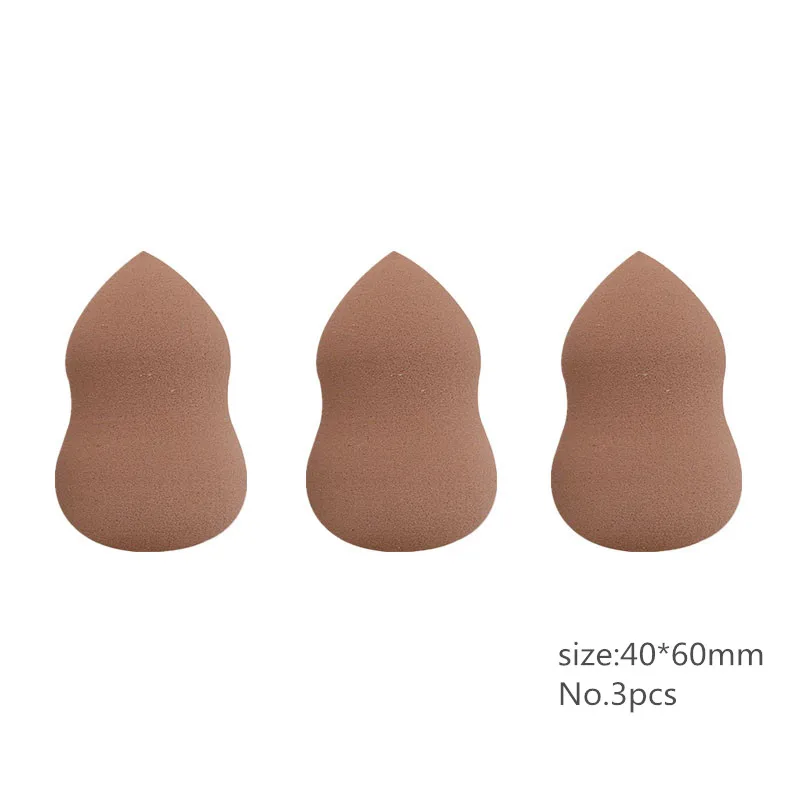 3PCS 1/3/5/6 шт. Кофе Цвет пуховка для нанесения основы под макияж губки косметическая губка для смешивания, порошок Гладкий макияж инструмент для девочек YA96 - Цвет: 3PCS