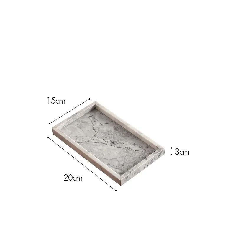 Small rectangle Нордическая мраморная Квадратная тарелка, ручная роспись, керамический поднос для хранения ювелирных изделий, украшение дома, поднос для мытья ванной комнаты, настольные поделки, подарки - Цвет: Small rectangle