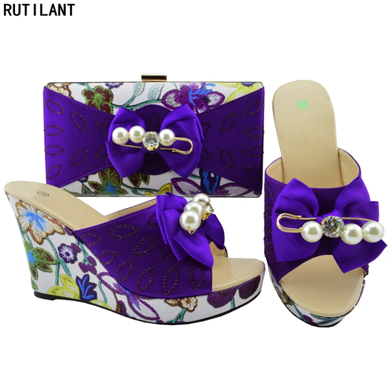 Последние Дизайн комплект из туфель и сумочки для вечерние в Для женщин