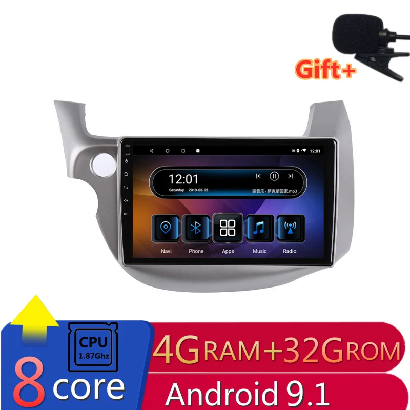 1" 4G ram 2.5D ips 8 CORE Android 9,1 автомобильный DVD мультимедийный плеер gps для honda Fit jazz 2008 2009-2013 аудио Автомагнитола