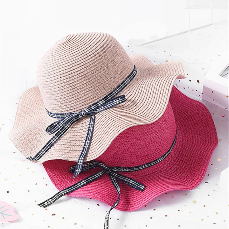 Новая детская соломенная шляпа с волнистой стороной летняя Солнцезащитная для