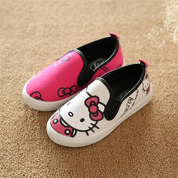 Розовый Рисунок «Hello Kitty» детей Обувь для маленьких Обувь для девочек холст Спортивная обувь Минни Мышь Спортивная обувь для детей для маленьких Обувь для мальчиков милые Обувь - Цвет: Розовый