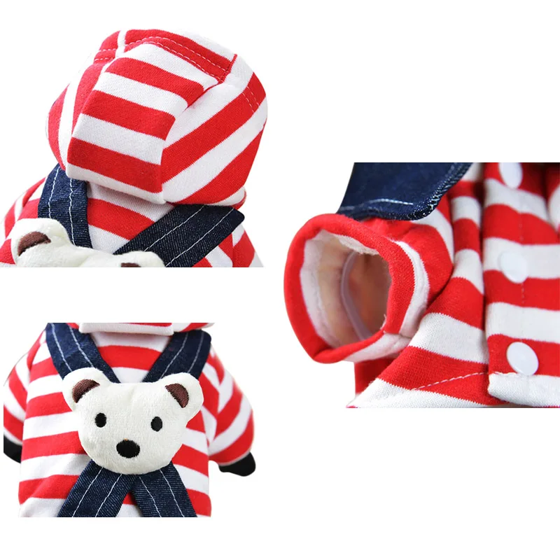 Pawstrip Bear, одежда для маленьких собак, комбинезон, мягкий теплый комбинезон для щенков, чихуахуа, плюшевое платье для собак, зимнее пальто для щенков, одежда для собак