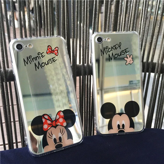 Роскошные Зеркало с Микки Маусом Минни чехол для iPhone X Любители покрытие мягкий