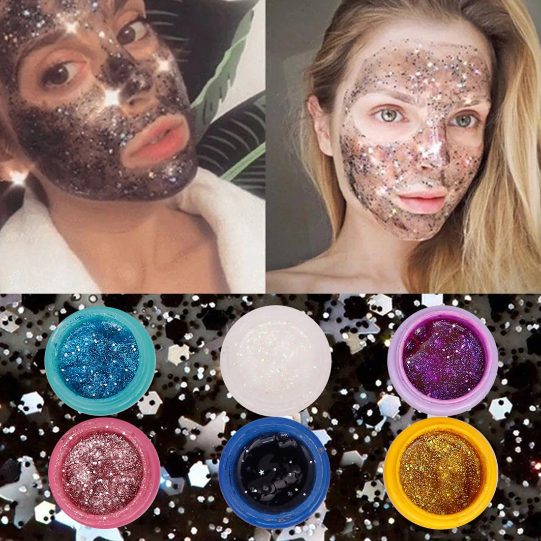 Romantic Mask Refreshing Moisturizing Firming Bright Star Glitter Glow Shiny Sequins Black Exfoliating | Красота и здоровье