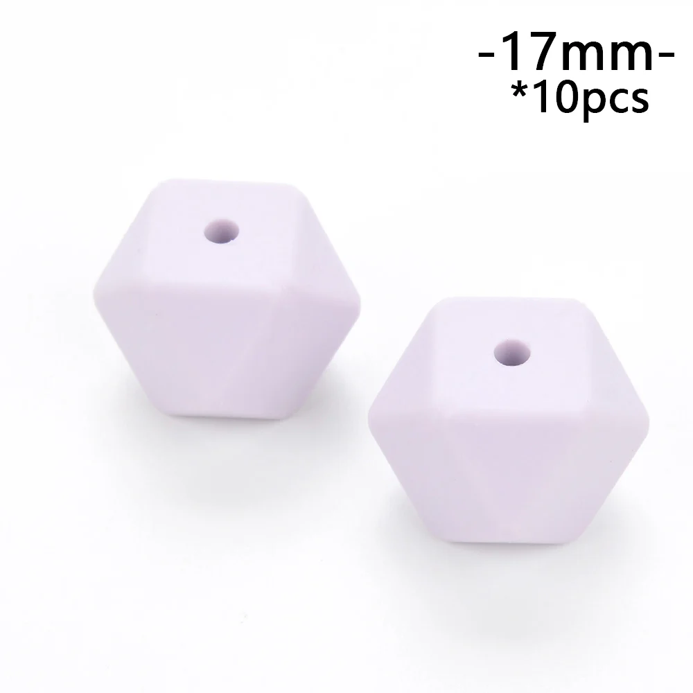lavender fog LOFCA 10 шт./лот 17 мм шестигранные силиконовые бусины для прорезиненное Силиконовое ожерелье для прорезывания зубов Прорезывание Зубов Бусины для ребенка прорезыватель BPA безопасные свободные бусины - Цвет: lavender fog