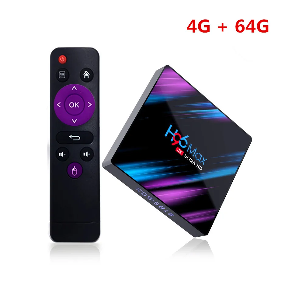 4G 64G H96 MAX Smart TV Box Android 9.0 4GB Ram 32GB/64GB Rom Rockchip RK3318 4K USB3.0 H.265 Google Play IP TV Set Top Box PK tx3 mini - Color: 4G 64G
