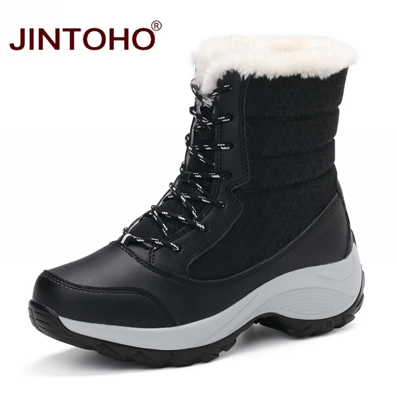 Женские ботинки JINTOHO зимние до середины икры на платформе большие размеры|winter women