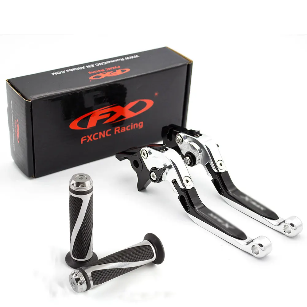 Silver Lever Grip Логотип MSX125 для Honda Grom MSX125 MSX 125- CNC складной выдвижной тормозной рычаг сцепления для мотоцикла+ рукоятки - Цвет: Silver Lever Grip