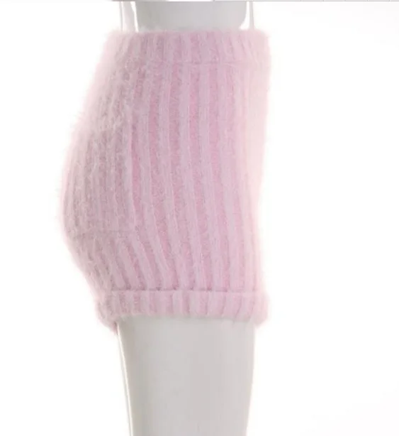 Норковые кашемировые шорты с высокой талией Бесплатная доставка P122 | Женская