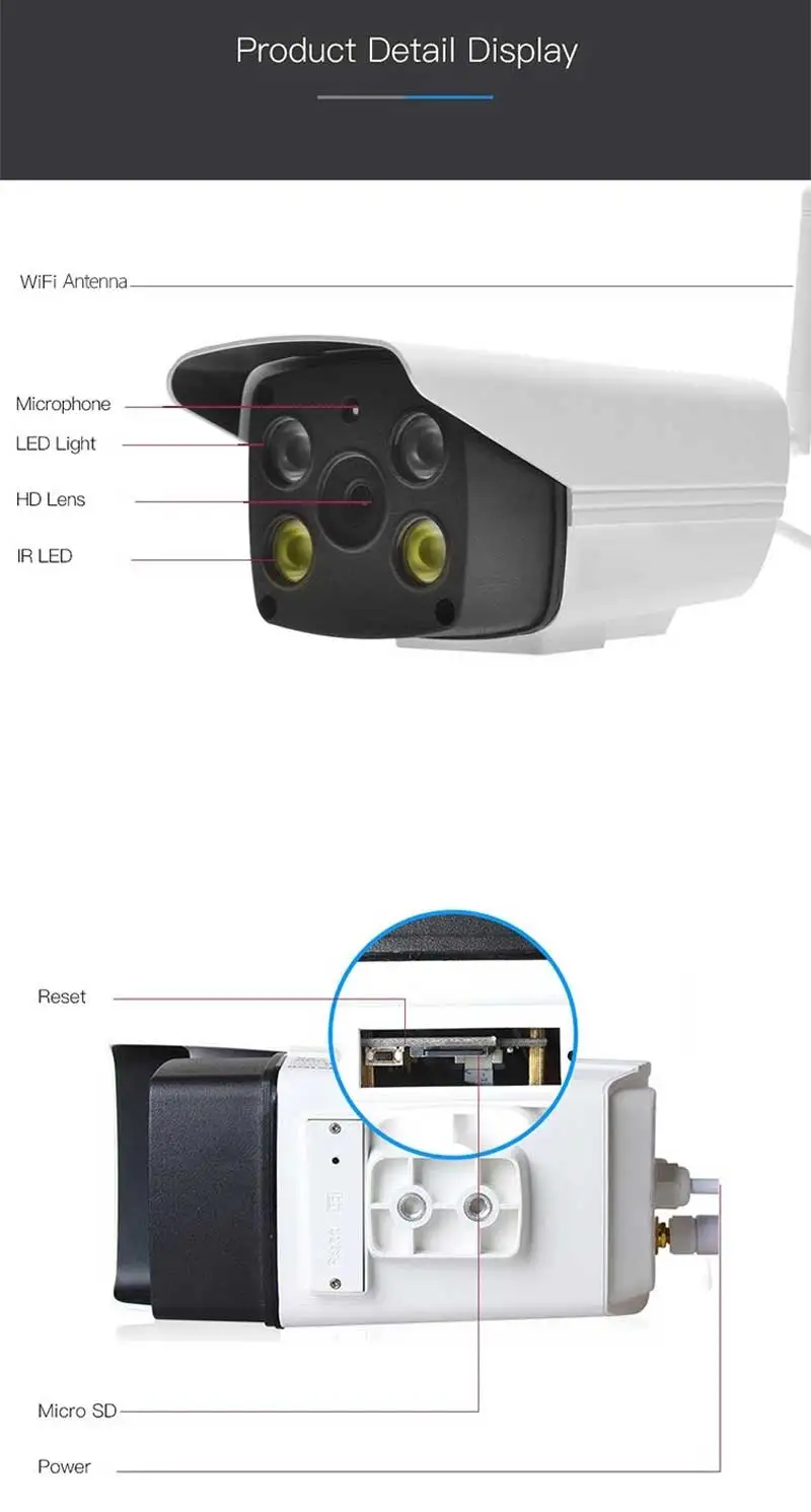 1080P WiFi IP Camera ONVIF Outdoor Waterproof Full Color Night Vision Security CCTV Camera Cloud Storatge Wireless Surveillance