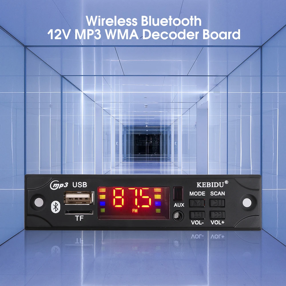 Kebidu 5V 12V Car Audio USB TF FM Radio Module Wireless Bluetooth MP3 WMA Decoder Board Player with Remote Control For | Электроника