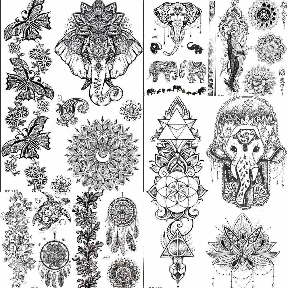 Временная татуировка в стиле бохо Hamsa Genasha наклейки для женщин и девочек Бабочка