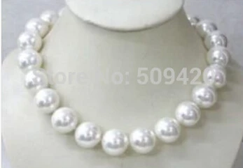 

Free shipping >>@ +Gorgeous 14mm AAA white shell pearl necklace 18