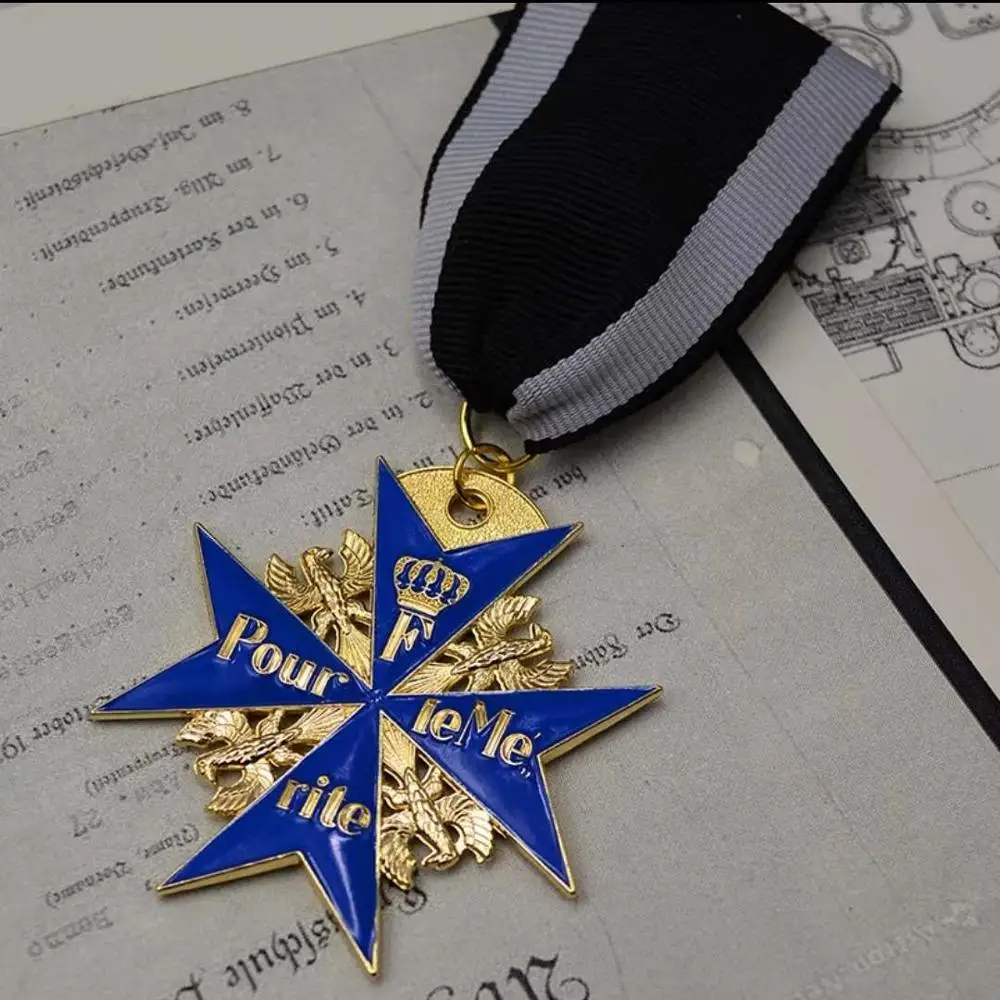 NO6 Точная копия WW2 прусской немецкой армии WWI Золотой синий Макс Pour Le Merite дубовые листья мечи медаль - Цвет: NO6