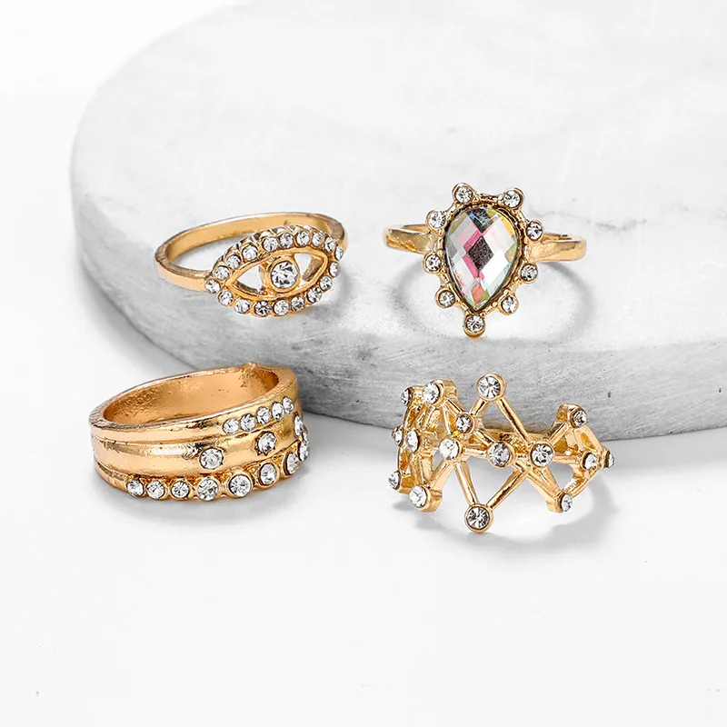 Женское кольцо на палец Boho 4 шт./лот золотого цвета в стиле панк-рок | Украшения и