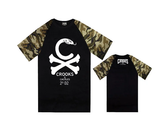 New summer Men's t-shirt /Brand Crooks and Castles new design camo sports t shirts male high quality print casual tee | Мужская
