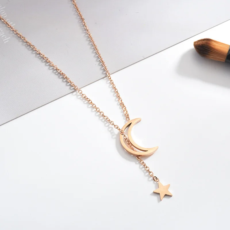 APL-Женская Соблазнительная Роза из нержавеющей стали Золотая Луна Звезда роза