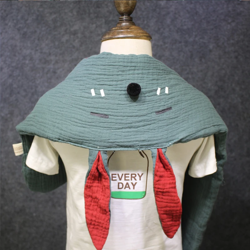 Детский Зимний вязаный длинный шарф из натурального хлопка с кроличьими