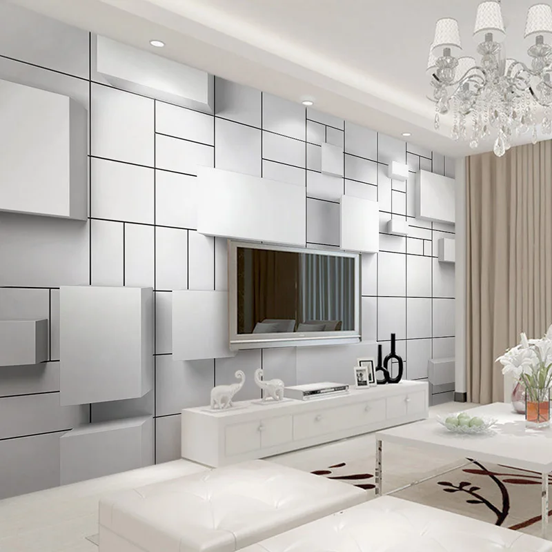 Современные 3D обои стерео белый куб геометрические кирпичные гостиная ТВ фон