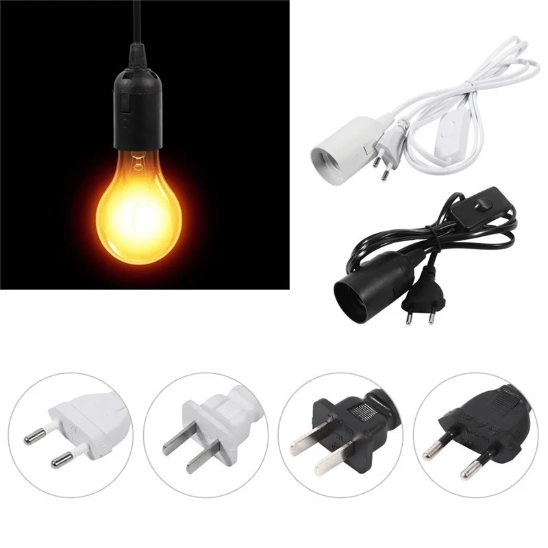 E27 плагин подвесной светильник лампа провод розетки с выключателем настенный