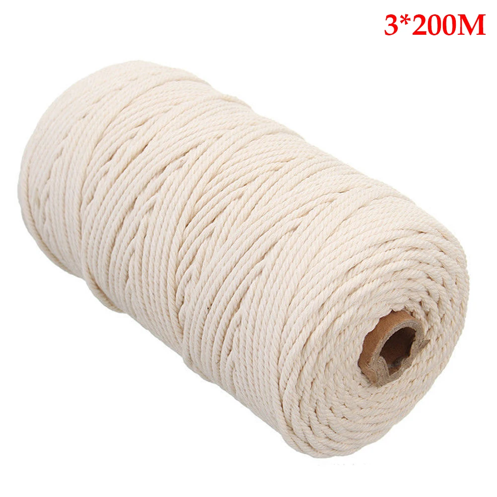 Beige 3x200m Artisan веревка скрученная веревка гобелен длинные сделай сам, поделки ручной работы настенный хлопок вязаная занавеска макраме - Цвет: Beige 3x200m