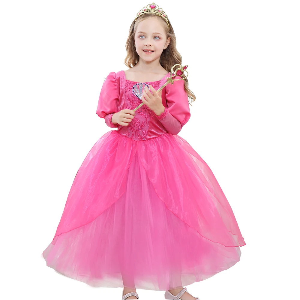 Rose Dress Only Маленькое Платье Mermard для девочек; платье принцессы Ариэль, жасмин, Золушка, Белль; детский нарядный костюм с цветочным рисунком; детское праздничное платье на день рождения - Цвет: Rose Dress Only