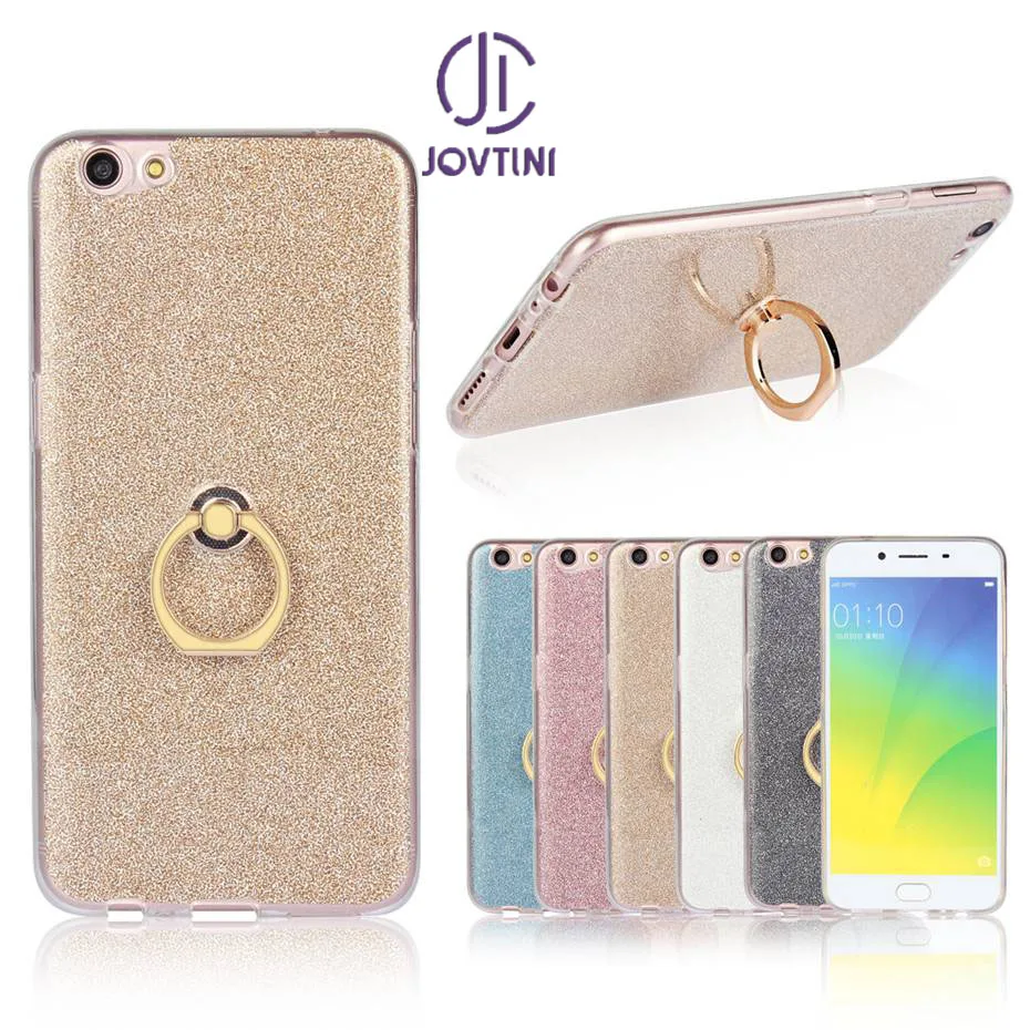 JOVTINI чехол для OPPO R9S мягкой ТПУ с палец кольцо стенд блеск крышка блестки shell R 9 S